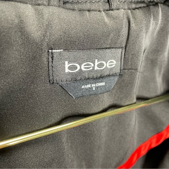 Bebe Satin Y2K Goth Dark Academia Black Belted Longline Jacket - Picture 2 of 5